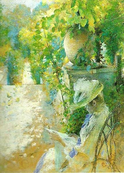 Carl Larsson fruntimmer som latsas lasa-lasande kvinna Norge oil painting art